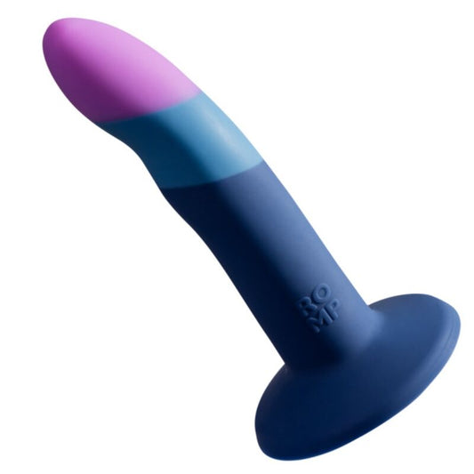 Piccolo godemichet en silicone avec ventouse tricolore 14 cm – Romp