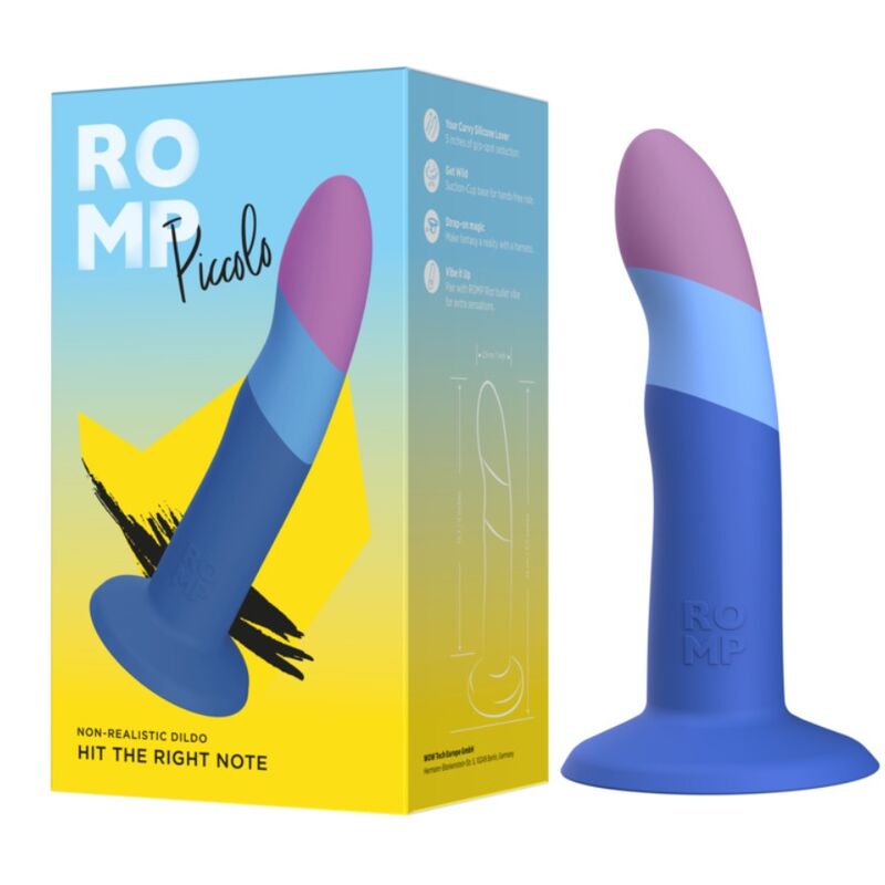 Piccolo godemichet en silicone avec ventouse tricolore 14 cm – Romp