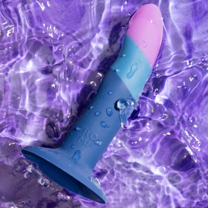 Piccolo godemichet en silicone avec ventouse tricolore 14 cm – Romp