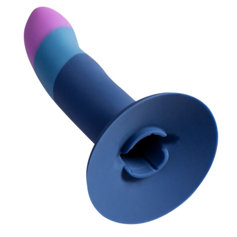 Piccolo godemichet en silicone avec ventouse tricolore 14 cm – Romp