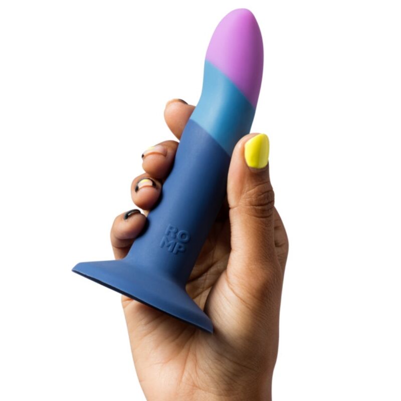 Piccolo godemichet en silicone avec ventouse tricolore 14 cm – Romp