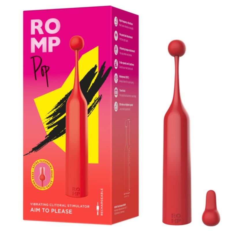 Stimulateur clitoridien pop stimulateur clitorial haute fréquence rouge – Romp