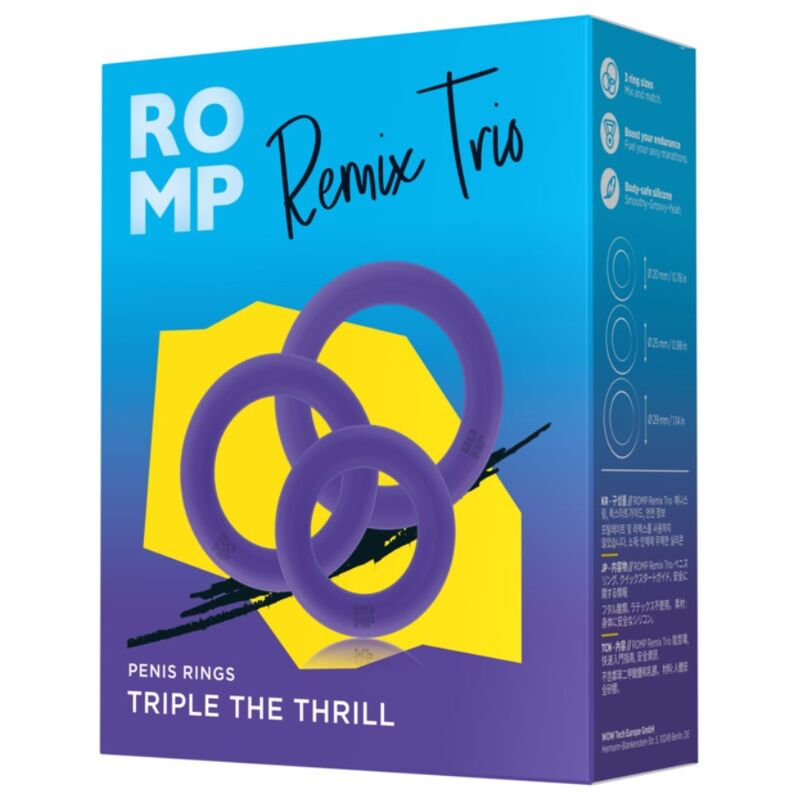 Remix trio ensemble de 3 anneaux pénis en silicone violettes – Romp