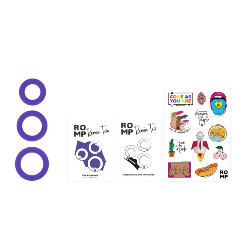 Remix trio ensemble de 3 anneaux pénis en silicone violettes – Romp