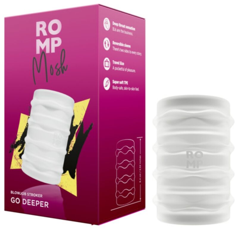 Mosh masturbateur mâle transparent avec gaine réversible de 6 cm – Romp