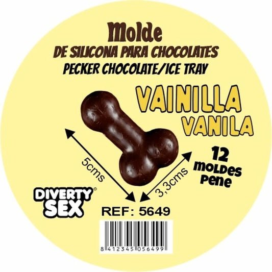 Moule à chocolat avec 12 pénis en silicone à suspendre vanille – Diablo Picante