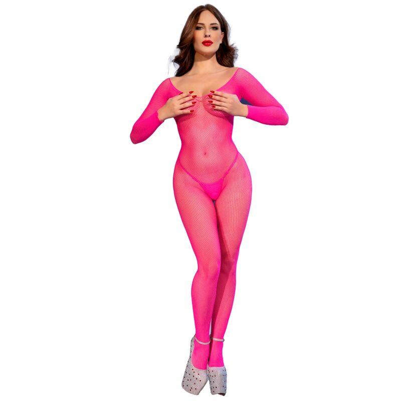 Bodystocking en réseille rose néon – Chilirose CR4894