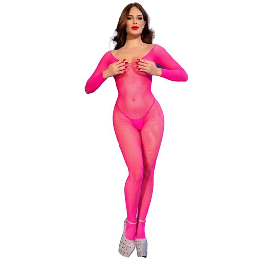 Bodystocking en réseille rose néon – Chilirose CR4894