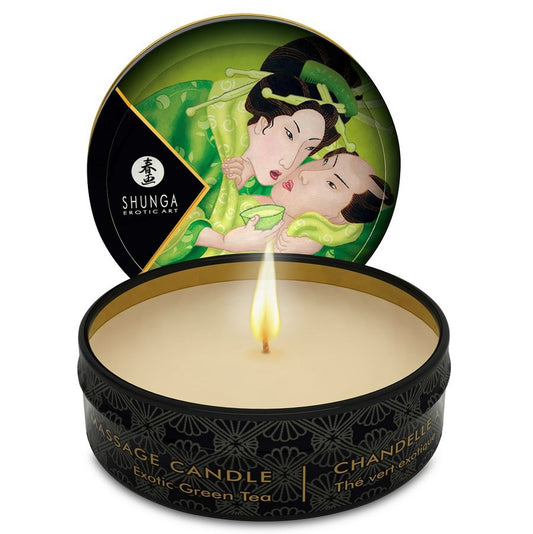 SHUNGA - MINI CARICIA CON VELA DE MASAJE VERDE 30 ML