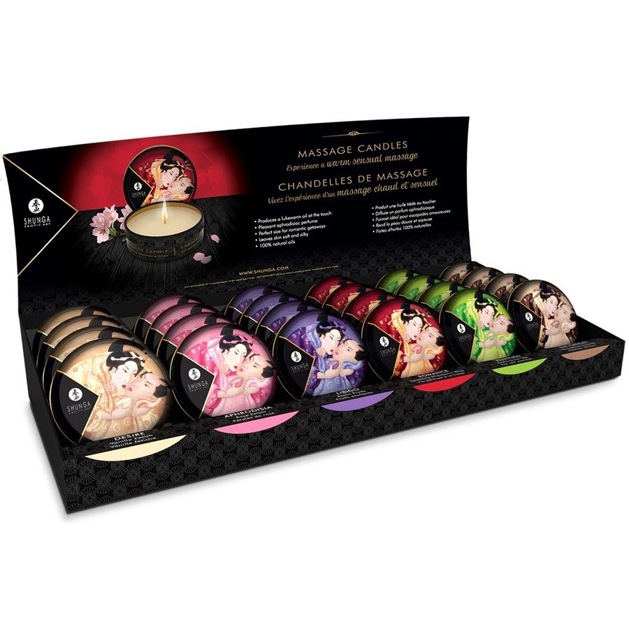 Mini caresse à la bougie présentoir bougies de massage 24 unités – Shunga