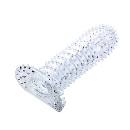 BAILE - FUNDA PENEANA CON PUNTOS ESTIMULANTES TRANSPARENTES 14 CM