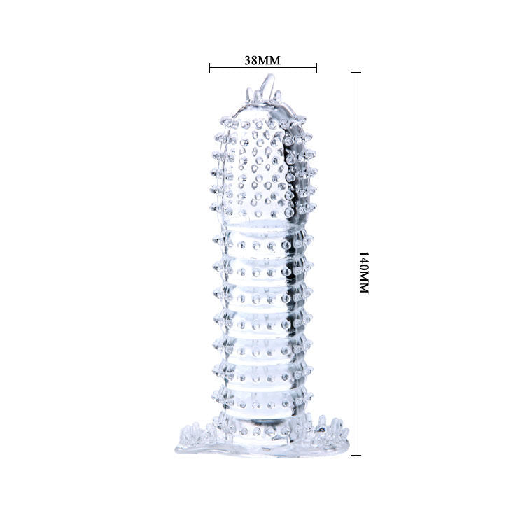 BAILE - FUNDA PENEANA CON PUNTOS ESTIMULANTES TRANSPARENTES 14 CM