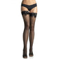 LEG AVENUE - MEDIAS DE RED NEGRAS CON PARTE SUPERIOR DE ENCAJE Y DETALLE DE LAZO