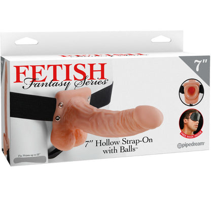 SERIE FETISH FANTASY - 7 STRAP-ON HUECO CON CUENTAS 17.8CM COLOR CARNE