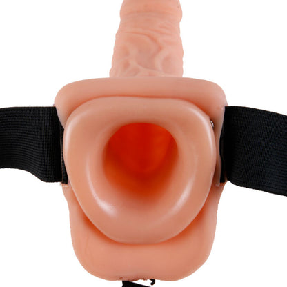 SERIE FETISH FANTASY - 7 STRAP-ON HUECO CON CUENTAS 17.8CM COLOR CARNE