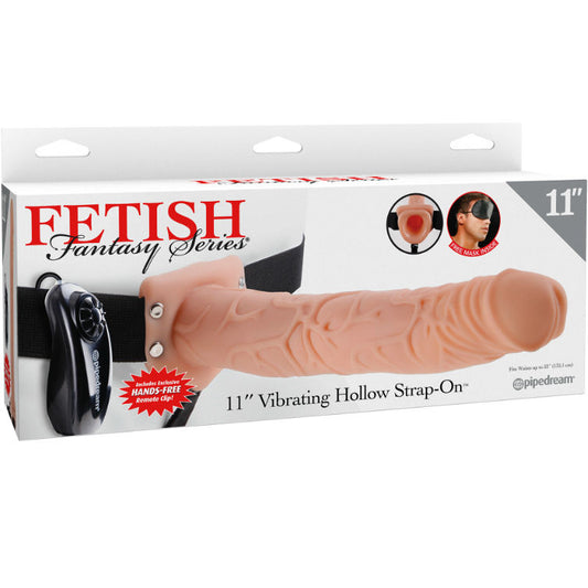 SERIE FETISH FANTASY - 11 STRAP-ON VIBRADOR HUECO CON CUENTAS 27,9 CM COLOR CARNE
