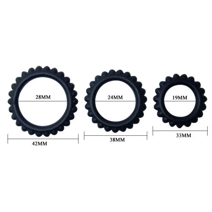 Baile – Titan Set 3 Pcs Cock Ring Noir 2.8 + 2.4 + 1.9 cm