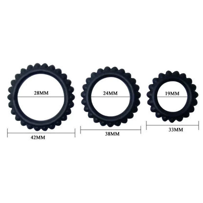 Baile – Titan Set 3 Pcs Cock Ring Noir 2.8 + 2.4 + 1.9 cm
