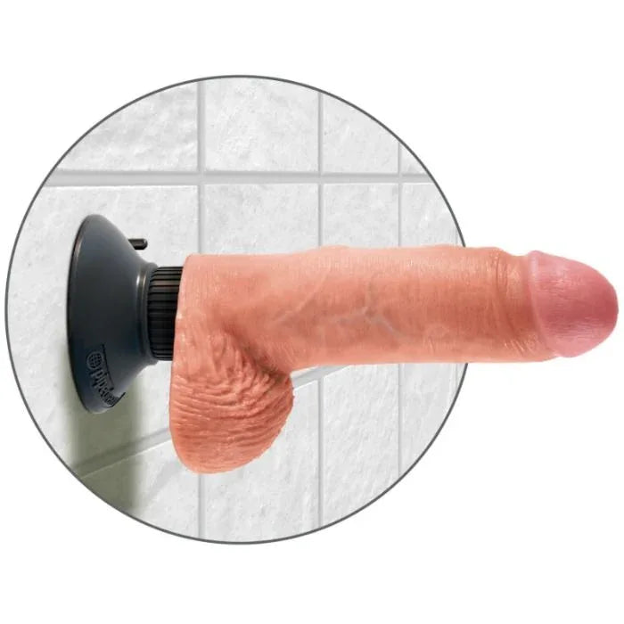 King Cock – Gode Vibrateur avec Testicules 17.78 cm Naturel
