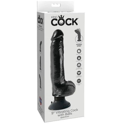 King Cock – Gode Vibrant avec Testicules 23 cm Noir