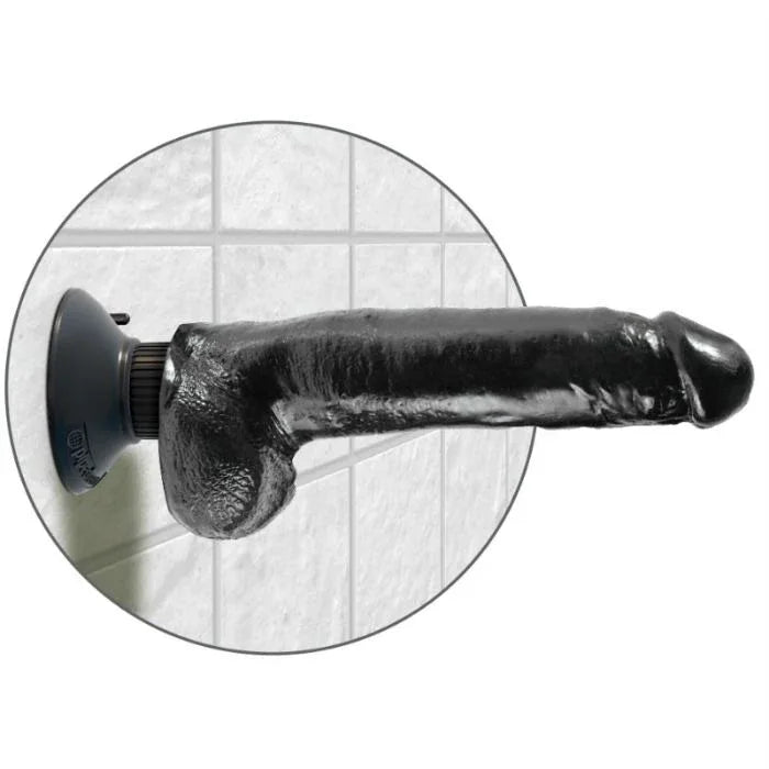 King Cock – Gode Vibrant avec Testicules 23 cm Noir