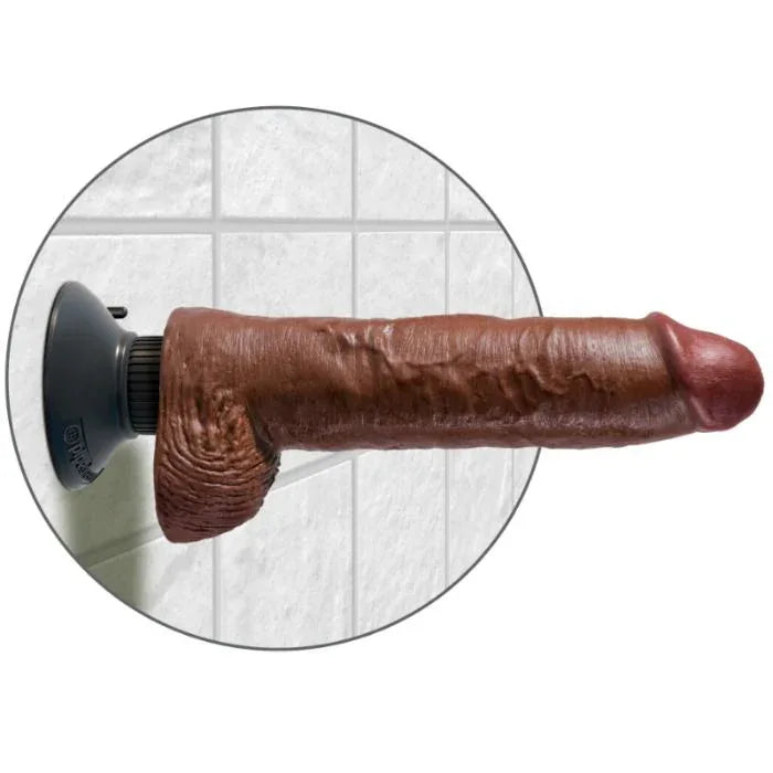 King Cock – Gode Vibrateur avec Testicules 25.5 cm Couleur Marron