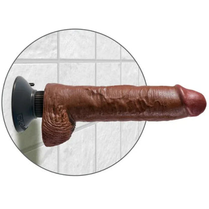King Cock – Gode Vibrateur avec Testicules 25.5 cm Couleur Marron