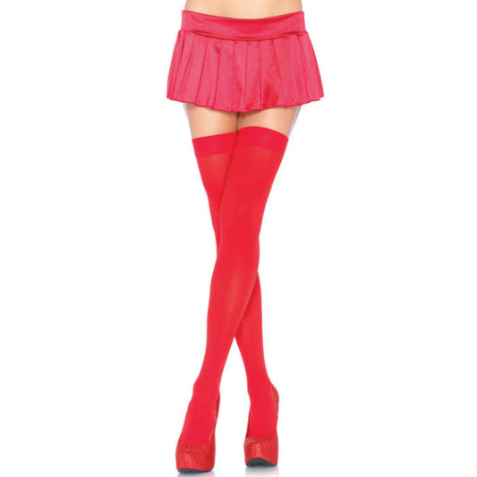 LEG AVENUE - MEDIAS DE NYLON ROJAS HASTA EL MUSLO