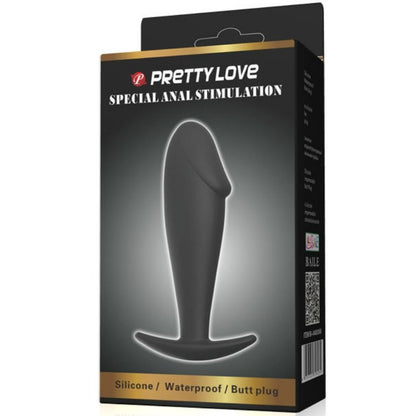 PRETTY LOVE - PLUG ANAL DE SILICONA NEGRO CON FORMA DE PENE