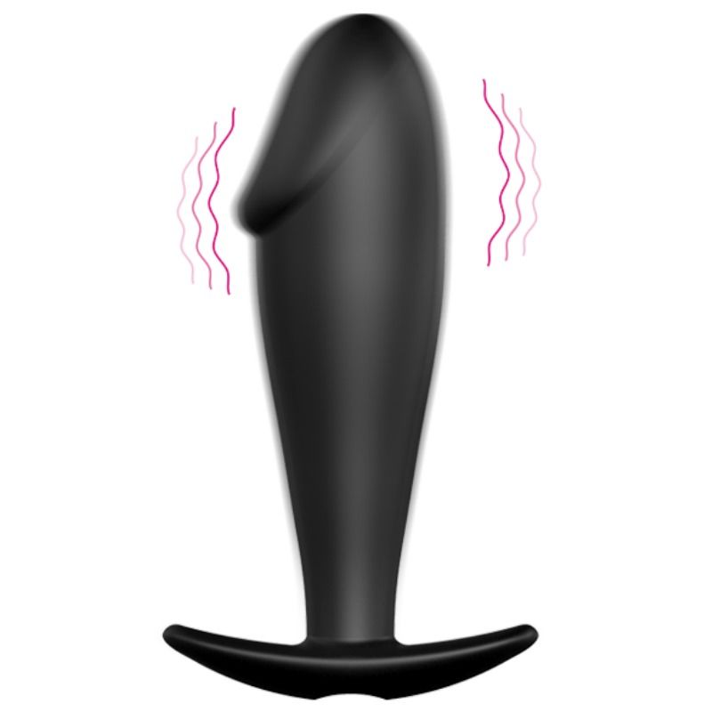 PRETTY LOVE - PLUG ANAL DE SILICONA CON FORMA DE PENE Y 12 MODOS DE VIBRACIÓN NEGRO
