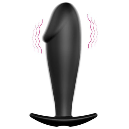 PRETTY LOVE - PLUG ANAL DE SILICONA CON FORMA DE PENE Y 12 MODOS DE VIBRACIÓN NEGRO