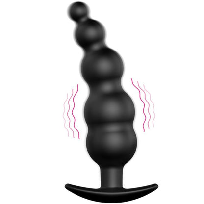 PRETTY LOVE - PLUG ANAL DE SILICONA CON ESTIMULACIÓN EXTRA Y 12 MODOS DE VIBRACIÓN NEGRO