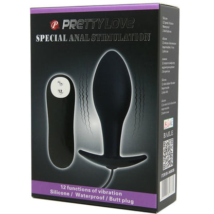PRETTY LOVE - PLUG ANAL DE SILICONA CON FORMA DE ANCLA, 12 MODOS DE VIBRACIÓN, NEGRO
