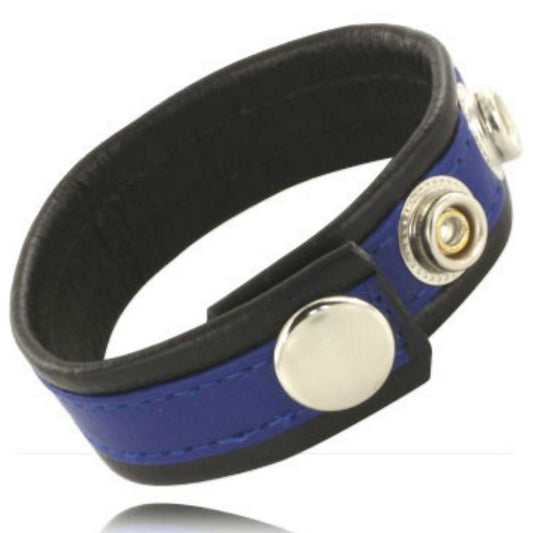 LEATHER BODY - ADJUSTABLE LEATHER PENIS STRAP BLUE-BLACK