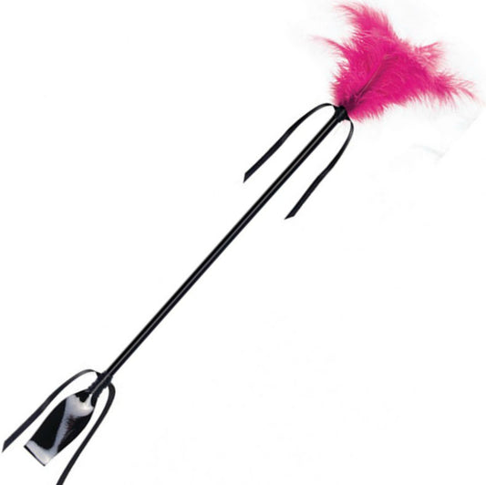 SECRETPLAY - FOUET &amp; FEATHER NOIR ET FUCHSIA