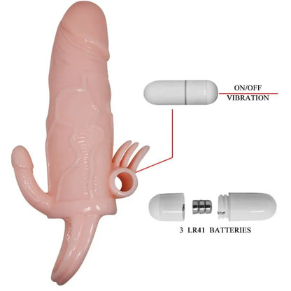 Baile – Couvre Pénis Brave Man avec Chair de Stimulation Clit et Anal 16.5 cm