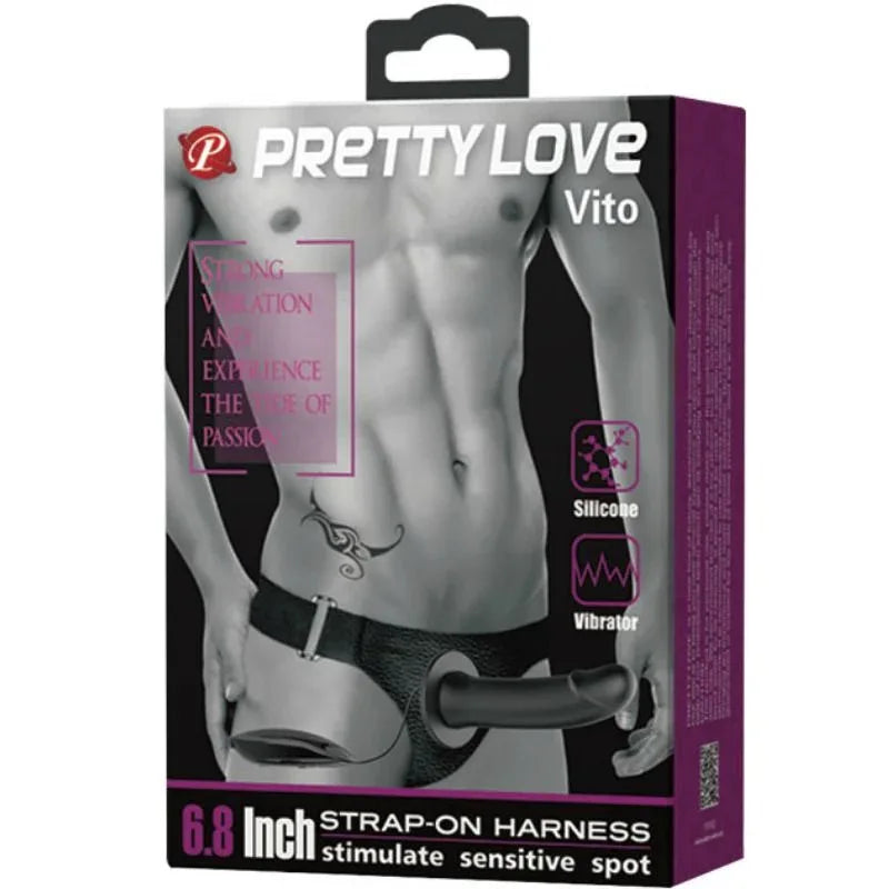 Pretty Love Vito Strap On avec Gode Creux et Vibration 17.3 cm