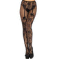 LEG AVENUE - MEDIAS DE DISEÑO FLORAL CON ESPALDA DEScubierta, TALLA ÚNICA