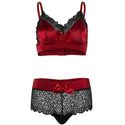 LEG AVENUE - CONJUNTO DE 2 PIEZAS NEGRO Y ROJO L/XL