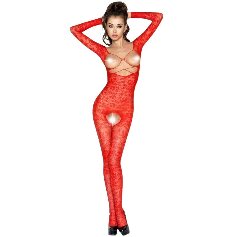 Passion – Femme Bs031 Bodystocking Rouge taille Unique
