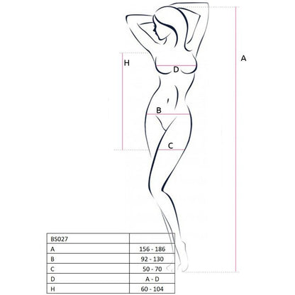 PASIÓN - MUJER BS027 BODYSTOCKING VESTIDO ESTILO NEGRO TALLA ÚNICA