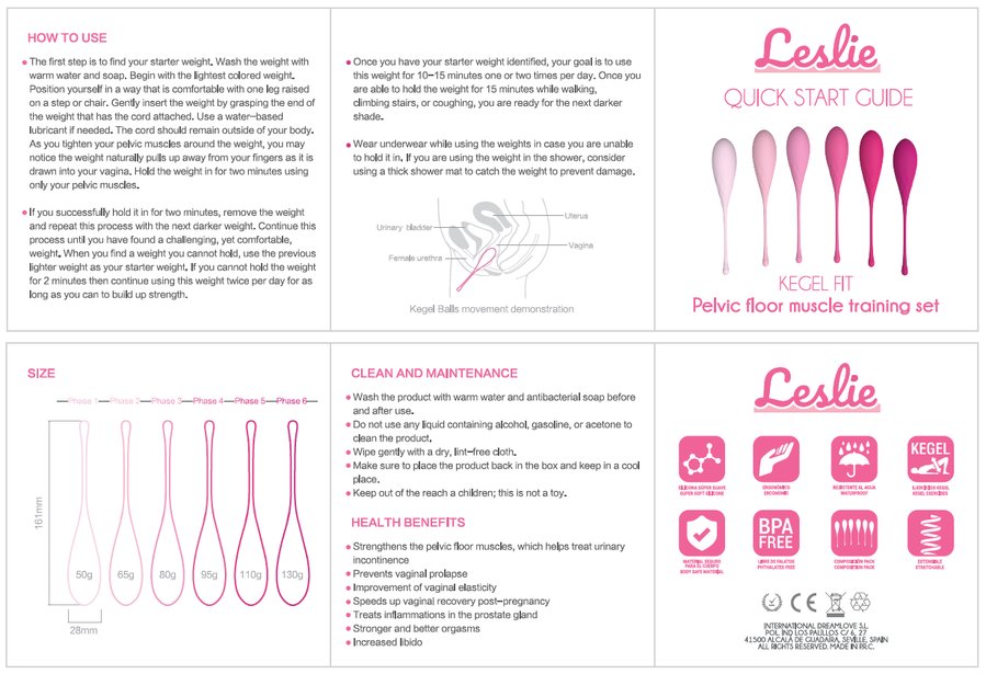 LESLIE - KEGEL FIT - Set de 6 piezas para el entrenamiento de los músculos pélvicos