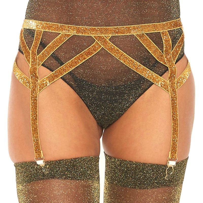 Leg Avenue – Porte Jarretelles Élastique Lurex taille Unique
