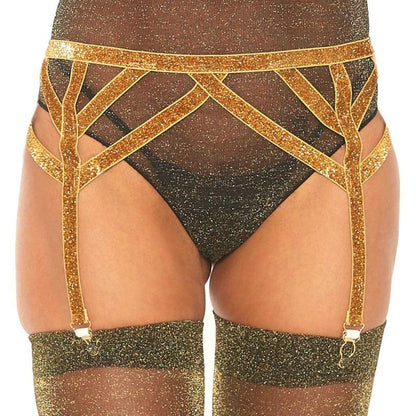 Leg Avenue – Porte Jarretelles Élastique Lurex taille Unique