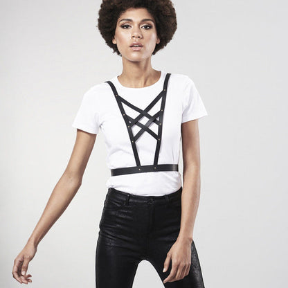 BIJOUX - ARNÉS CRUZADO INDISCRETS MAZE CON COLLAR NEGRO