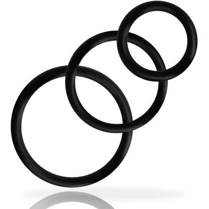 JUGUETES ADICTO - SET DE ANILLOS PARA EL PENE NEGROS