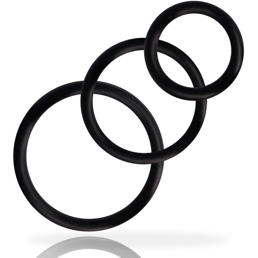 JUGUETES ADICTO - SET DE ANILLOS PARA EL PENE NEGROS