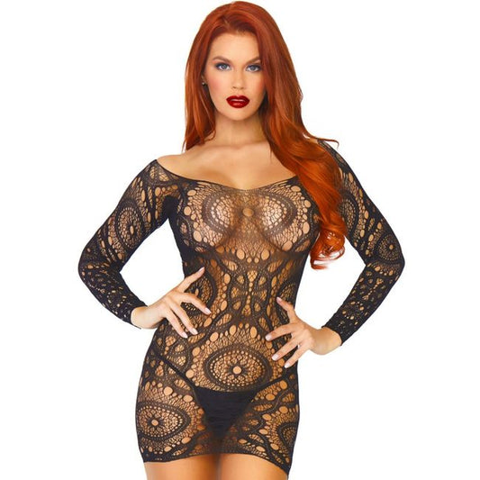LEG AVENUE - MINI-ROBE IN DENTELLE MANCHES LONGUES TAILLE UNIQUE