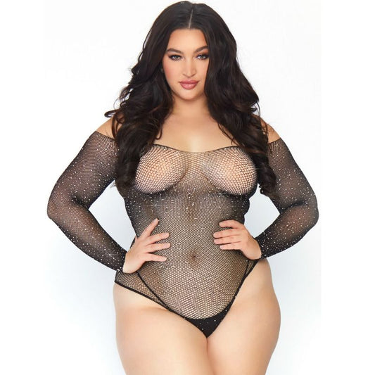 LEG AVENUE - 1X-2X BODYSTOCK DE MALLA DE CRISTAL