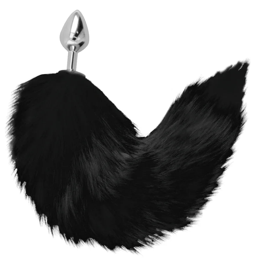 Darkness – Plug Anal Argent 8 cm avec Queue Noire